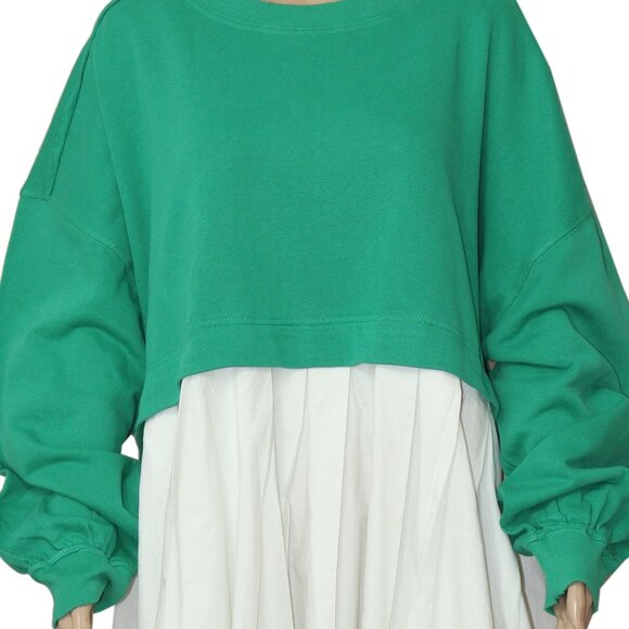 Free People Eleanor Sweatshirt Scoop Neck Heart Stitching Oversized Dress M - Picture 5 of 8